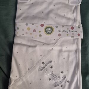 Little Me White and Gray Tag-Along Blanket